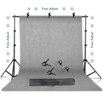 사진 스튜디오 크로마키 그린 스크린 프레임 지원 시스템 배경 스탠드 키트 조절식, 2000x2000mm+With Gray Cloth