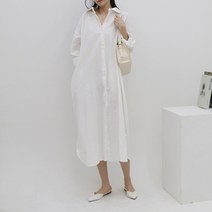데이프릴 여성용 마론 오버핏 빅사이즈 셔츠 롱원피스