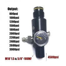 수분분리기 에어 레귤레이터 HPA 압축 공기 Co2 실린더 병 탱크 밸브 4500psi 입력 800psi ~ 3000psi 출력 187282, M18-1.5