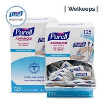 1+1 퓨렐 손소독제 싱글 유즈 125개입 x2개입