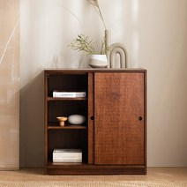 [1만원 즉시할인]스칸디아 프리미엄 우든 원목 오픈장&슬라이딩장 수납장 세트, 월넛, 02. 800 슬라이딩수납장