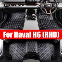 차매트 호환 RHD 오른손 드라이브 가죽 자동차 바닥 매트 카펫 Haval H 3TH GT 222 223 인테리어 디테일 러그 발 패드 액세서리, single layer black