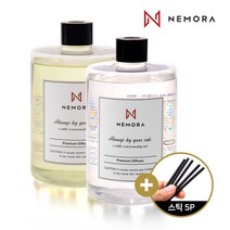 네모라 디퓨저 500ml + 500ml + 섬유스틱5p 디퓨저 세트 방향제, 화이트머스크2P+섬유스틱5P