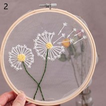 서양자수 2022 초보자를위한 DIY 자수 키트 민들레 꽃 그림 크로스 스티치 공예 메쉬 바느질 재료 홈 인테, 01 Hoop Included, 02 2