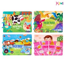비지북 4종세트 생활 교통 공룡 농장 Busy book 붙였다 떼었다 몬테소리 교육, 비지북4종세트, 키즈비전