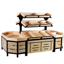 스틸 나무 선반 매대 야채 진열대 과일 다기능 마트, 상세 페이지 참고, (3단) 아일랜드 선반 A