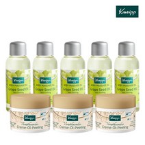 [크나이프] 각질/보습케어 기획 더블세트(마사지오일 100ml 5개+슈가스크럽 3개), 그레이프씨드 바디오일 5개+슈가스크럽 3개