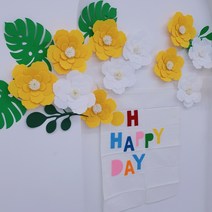 포토존 펠트꽃 14세트 종이꽃 벽꾸미기 입체 3d 가게 인테리어 장식 졸업식, 녹색꽃계열