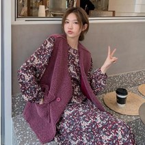 제주도 효리네 민박 레트로 빈티지 보라 색 조끼 모던 시크 크리스마스 데이트 룩 20 30 대 쇼핑몰