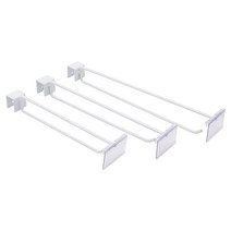 각파이프 15x25용 이중후크 (화이트) 각후크 네임텍 가격표시 매장진열 수납