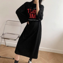 리베리베 레터링 긴팔 코튼 맥시 롱원피스 88 99 빅사이즈 면 맨투맨 홈웨어