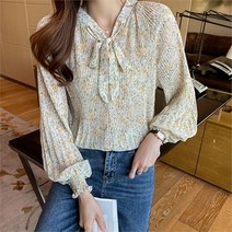 오노마 오노마 ONM 여성 루즈 핏 블라우스 샤랄라 플라워 셔츠 옐로우 (8654006)