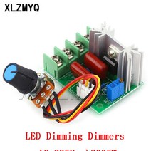 전동 공업용 소형 AC모터 AC 220V 2000W 3800W SCR 전압 레귤레이터 디밍 조광기 모터 속도 컨트롤러 서모, 02 2000W-With Wire