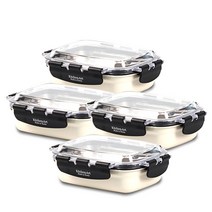 키친아트 멘토 컬러 스텐반찬통 밀폐용기 400ml 4P세트