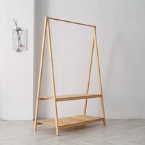 [리비니아] 원목 수납 와이드 2단 선반행거, 내츄럴