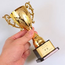 미니 우승트로피 상장만들기 태권도 축구 유치원 어린이집, 트로피+금색&은색라벨지