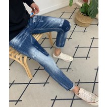 남자 덧댐 바이커진 인기청바지 슬림핏 명품스타일 남자데님청바지