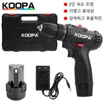 KOOPA TOOL 12V 무선 드릴 스크루 드라이버 세트 2단 25+1 리튬 배터리 가정용 무선 전동 공구, 판지 상자, 배터리 1개