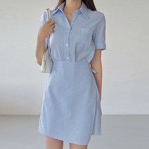 [트위] [top0175] 휠로 셔츠 랩 반팔 미니 원피스