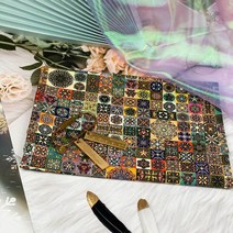퀼트도안 퀼트용품 바느질 패브릭 보헤미안 스타일 만다라 100% 면 인쇄 옷 DIY 인형 드레스 하프 미터 당, 02 As Picture_01 0.5mx1.1m