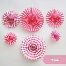 [지호] 크리스마스 플라워팬 6개세트/ 페이퍼팬 페이퍼휠 파티팬 크리스마스장식, 플라워팬 6개세트_핑크