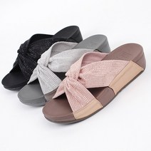 (국내생산) 프리티슈 발편한 엑스스트랩 쿠션 핫픽스 슬리퍼 사무실 뮬 샌들 (4cm)