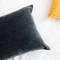 [보드리아] 사계절 피그먼트 순면 예쁜 등쿠션 커버, 검정색