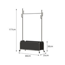 스테인리스 행거 빈티지 이동식 행거 수납 옷걸이, (80) 블랙 레더 포켓 + 스테인리스 로드