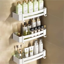 쓰리오브어스 무타공 알루미늄 욕실 일자선반 O형, 화이트 기본형, 3개