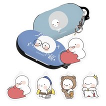 [갤럭시 버즈] 케이쥬 D옴팡이 미니B 디자인 캐릭터 갤럭시 버즈 플러스 하드 케이스 커플 쇼핑몰 블루투스 이어폰 키링 BUDS +, 해피네이비(버즈케이스), C.옴팡이 미니 버즈(플러스) 케이스