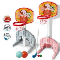 유아농구골대 3in1벽걸이농구대 불빛멜로디 미니농구골대 실내 농구게임 놀이 아기농구 농구대 아기농구골대 유아농구대 축구 골프, 키즈, 기본링, 핑크