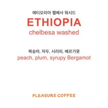 [라이트로스트] 에티오피아 첼베사 워시드 200g / 플레져커피 원두커피 스페셜티커피 홀빈 원두납품, 핸드드립, 1개
