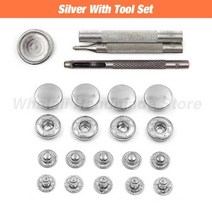 똑딱이펀칭기 스냅 단추 펀치 펜치 똑딱 펀칭기 50set 패스너 금속 프레스 버튼 스터드 leathercraft 의류 의류 신발 용 옵션 설치 도구 키트, 15mm(831), Silver with tool, Silver with tool