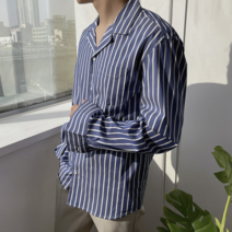 프랭키뉴욕 남자 오픈카라 셔츠 스트라이프 캐쥬얼 남방 블랙 그레이 블루 화이트_JM566