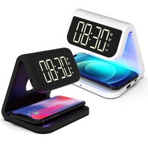 올인원 고속 무선충전기 에어팟프로 버즈 무선충전 다용도 UVC 살균기 탁상 알람시계 AL900UV, 블랙, 1개