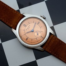 피에르 폴린 연어 다이얼 시계 50m 스킨 다이버 빈티지 스몰 세컨드 기계식 핸드 38mm 렐로지오 마스쿨리노, 08 Salmon