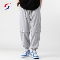 코튼 팬츠 남성 솔리드 신축성 허리 스트릿웨어 조깅스 신품 바지의 드롭 사타구니 팬츠 캐주얼 팬츠반바지