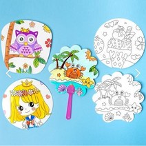 만들기자랑 종이부채 도안 /하드보드지/만들기재료/종이부채/diy, 민화종이부채(도안)-어린이경극