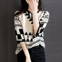 매킨 5부소매 블라우스