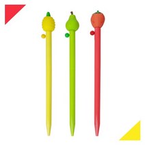 [마치]과일니들노크펜 0.7mm 파인애플볼펜 사과볼펜 딸기볼펜, 10개입, 노란파인애플