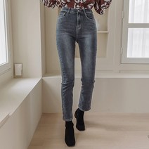 로로텐 슬림핏 일자 청바지 워싱 데님 히든밴딩 여성 빅사이즈