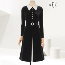 윈 UNE플리츠배색슬릿벨벳명품원피스