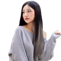 가발위드 붙임머리 부분 가발 스트레이트 10cm 3피스 세트상품, 투톤(블랙+애쉬그레이)