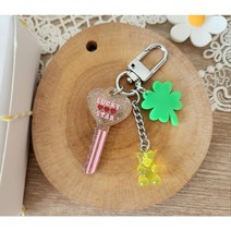 행운가득 네잎클로버키링 우정템 시험선물 수능응원 키홀더, 투명, 1개, 핑크