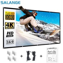 홈 프로젝터 스크린 접이식 소프트 와이드 휴대용 가정용 캠핑용 Salange 두꺼운 프로젝터 스크린 120150 인치 16:9 접이식 휴대용 흰색 프로젝션 스크린 폴리 에스테르, 120인치