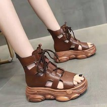 여성 여름 오픈토 워커 플랫폼 펀칭 키높이 부츠 샌들YZXIE035