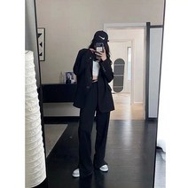 블레이져 정장 여성 자켓 비즈니스 캐주얼 솔리드 컬러 노치 의류 느슨한 봄 가을 얇은 스트