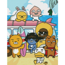 아이러브페인팅 카카오프렌즈 DIY 보석십자수 큐빅 페인팅 40 x 50 cm, 썸머비치 블루, 1세트