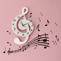 음악학원 벽시계 음표 벽걸이 저소음시계 음악실 노래교실 피아노 디자인, H. 대형  28.5cmX52cm