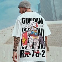 S-8XL oversize 조수 브랜드 일본 만화 기동 전사 건담 애니메이션 반팔 티셔츠 남성과 여성 트렌드 패션 라운드 넥 느슨한 캐주얼 커플 여름 드레스